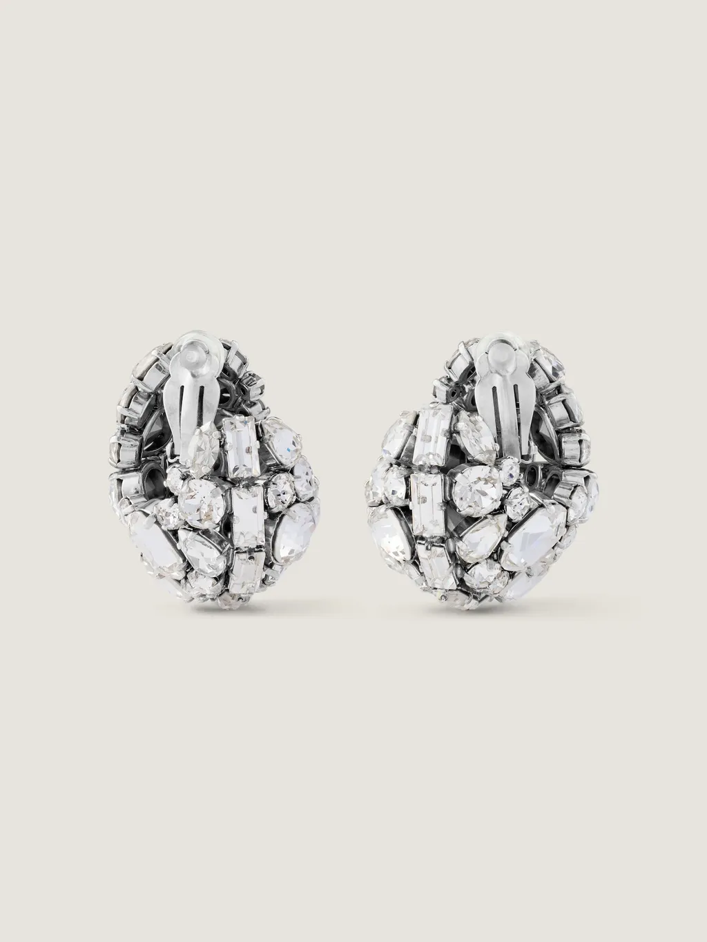 Bold Crystals Clip Earrings In Metal And Crystals