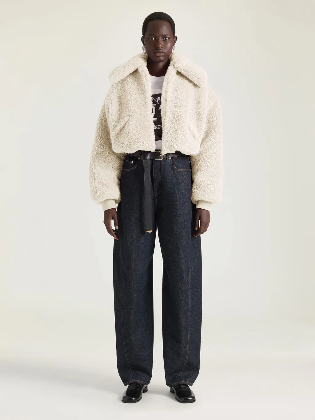 Cropped Blouson In Shearling Effect