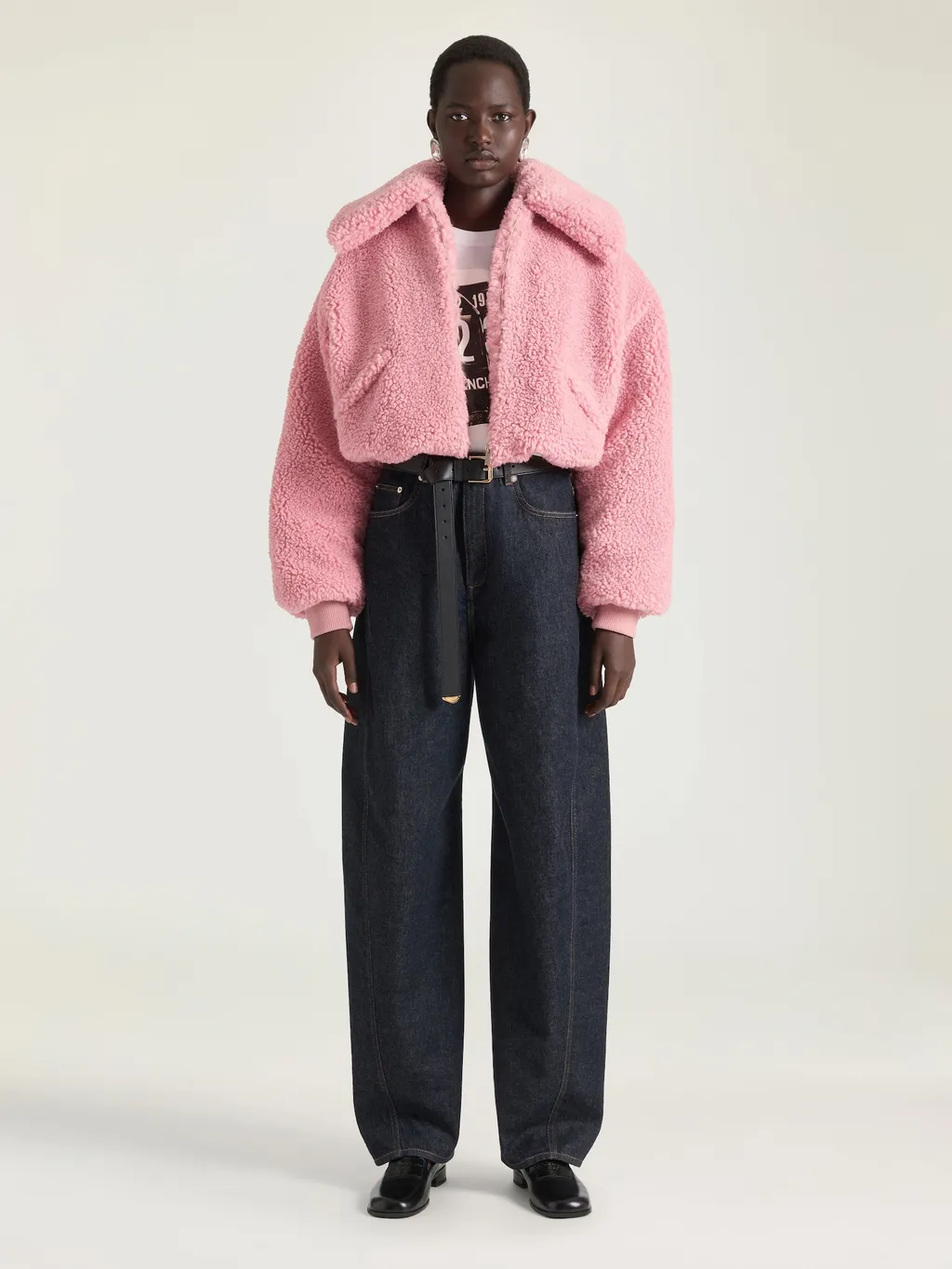 Cropped Blouson In Shearling Effect