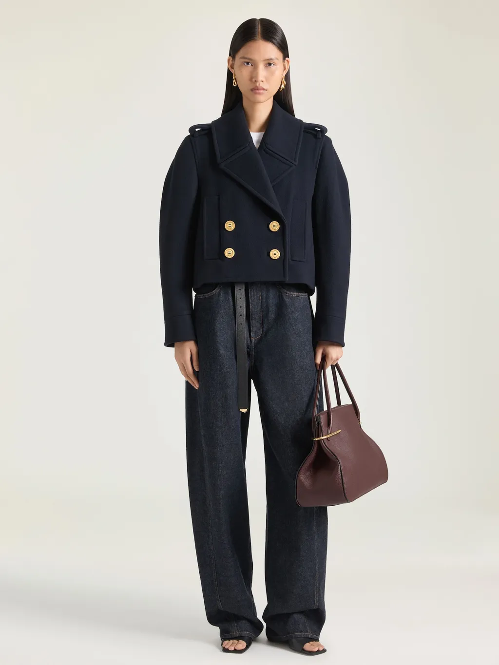 Short Pea Coat In Wool