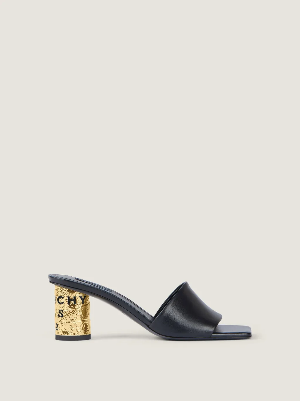 Tape Heeled Mules In Leather