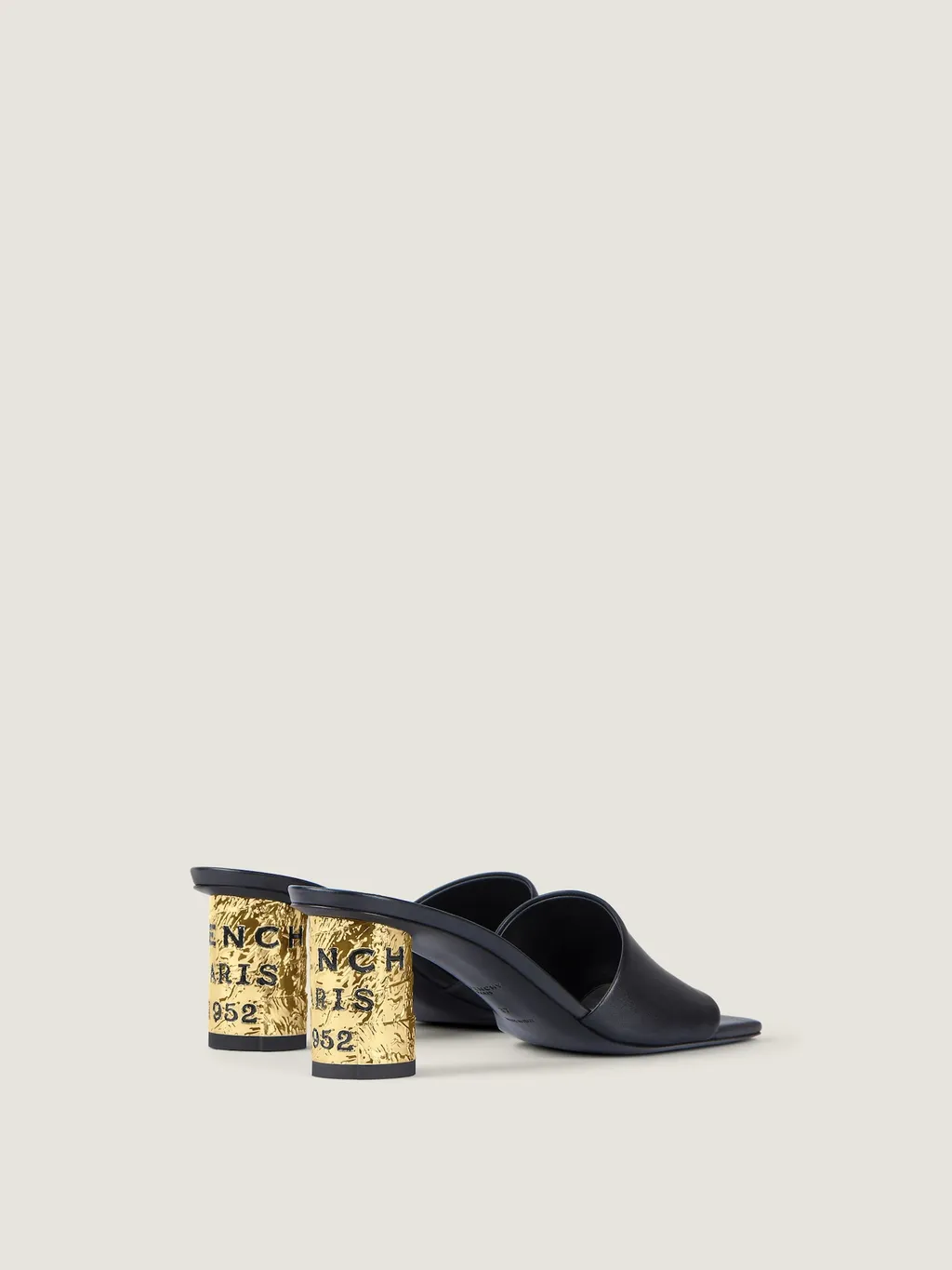 Tape Heeled Mules In Leather