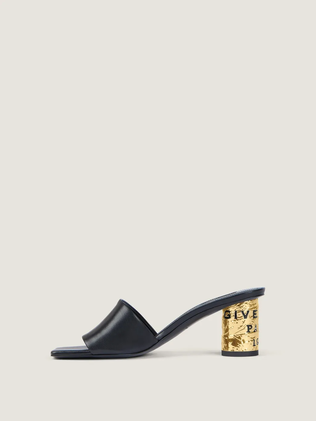 Tape Heeled Mules In Leather