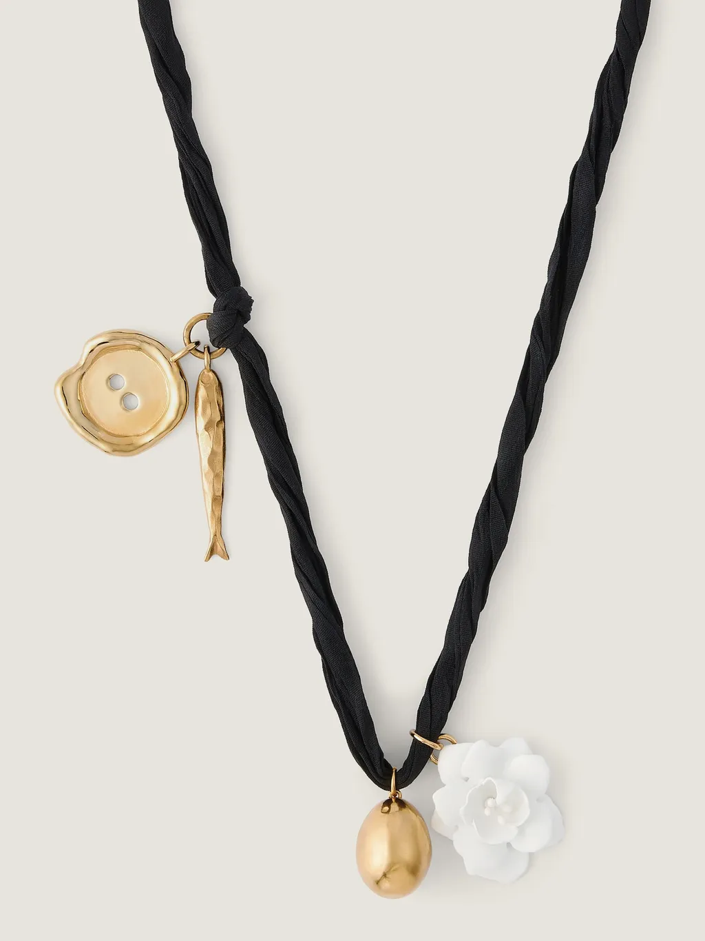 Lucky Charms Necklace In Silk, Metal And Enamel