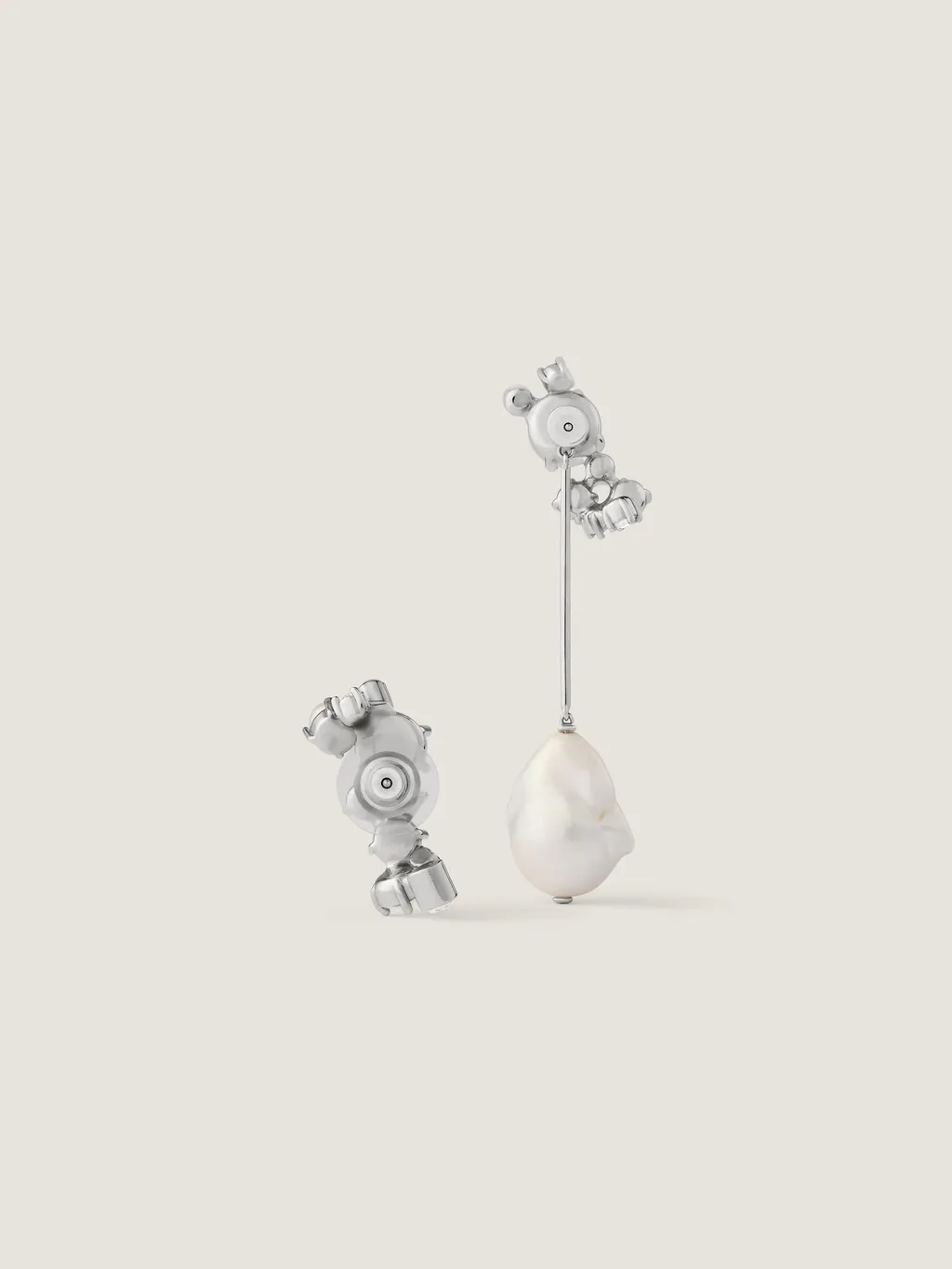 Crystal Pearl Asymmetric Earrings In Metal, Crystals And Pearls