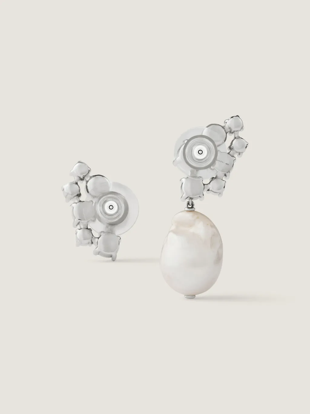 Crystal Pearl Asymmetric Earrings In Metal, Crystals And Pearls