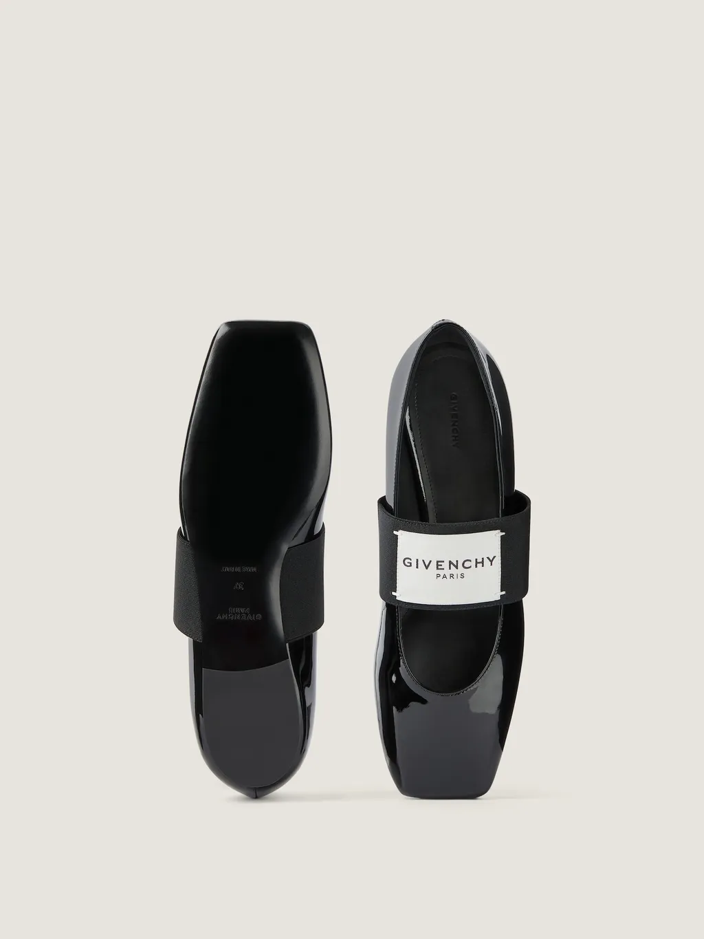 Sliced Square Ballerinas In Patent Leather