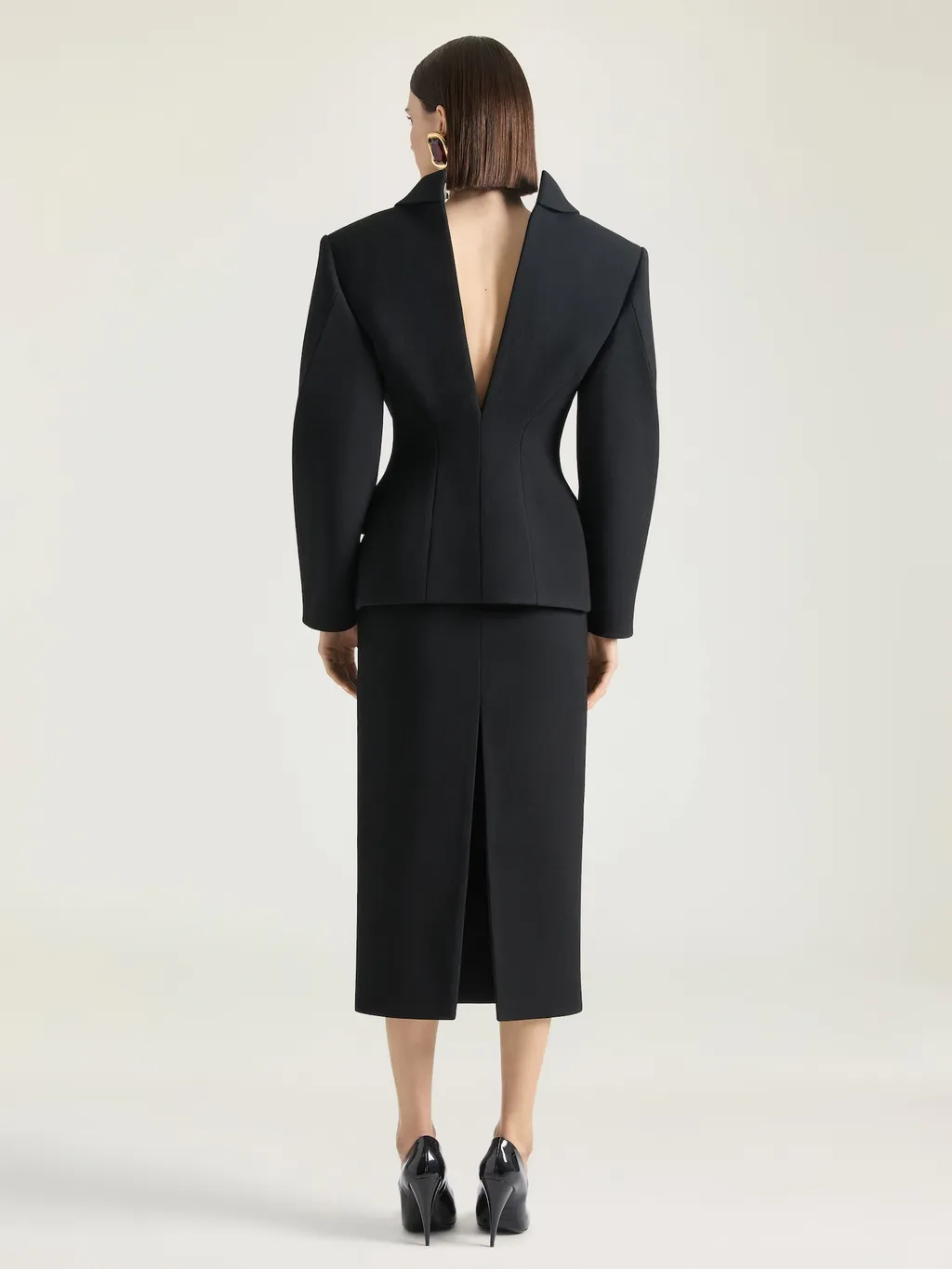 Midi Pencil Skirt In Wool