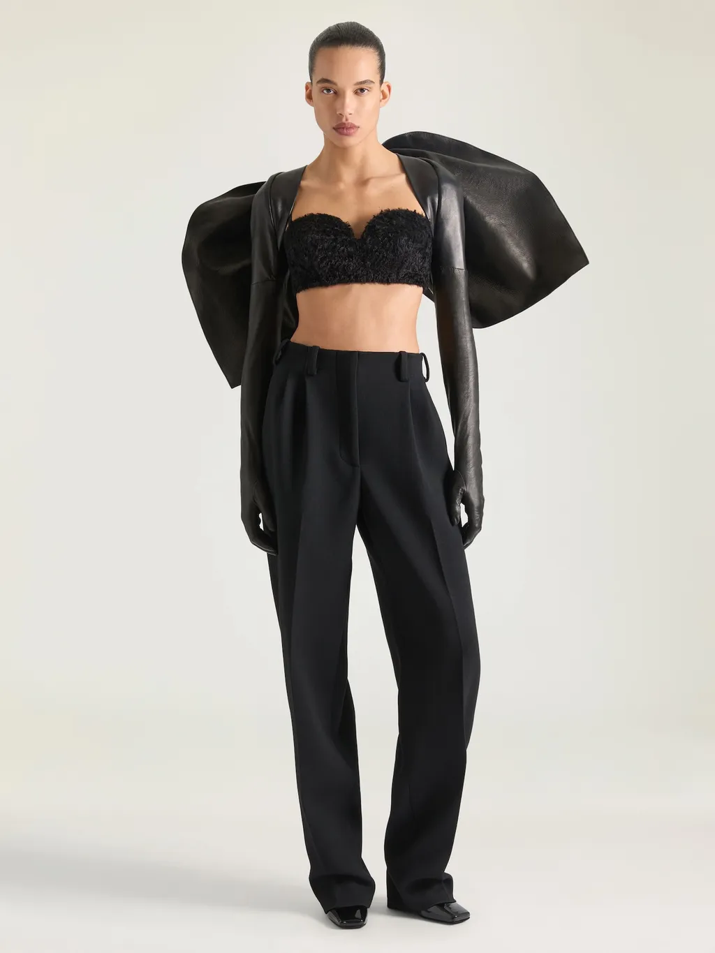 Slashed Double Pleat Pants In Wool