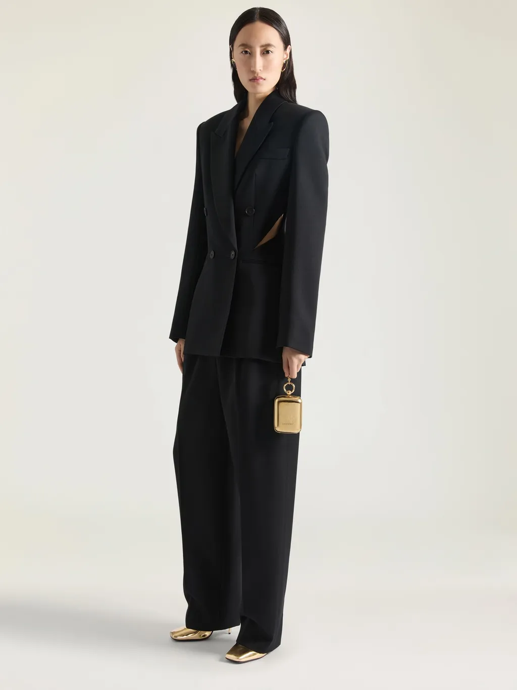Slashed Double Pleat Pants In Wool