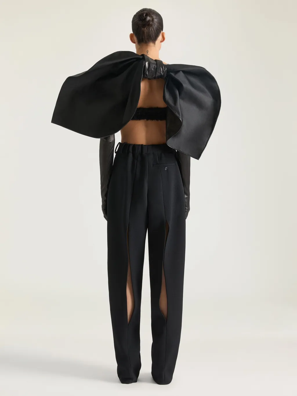 Slashed Double Pleat Pants In Wool