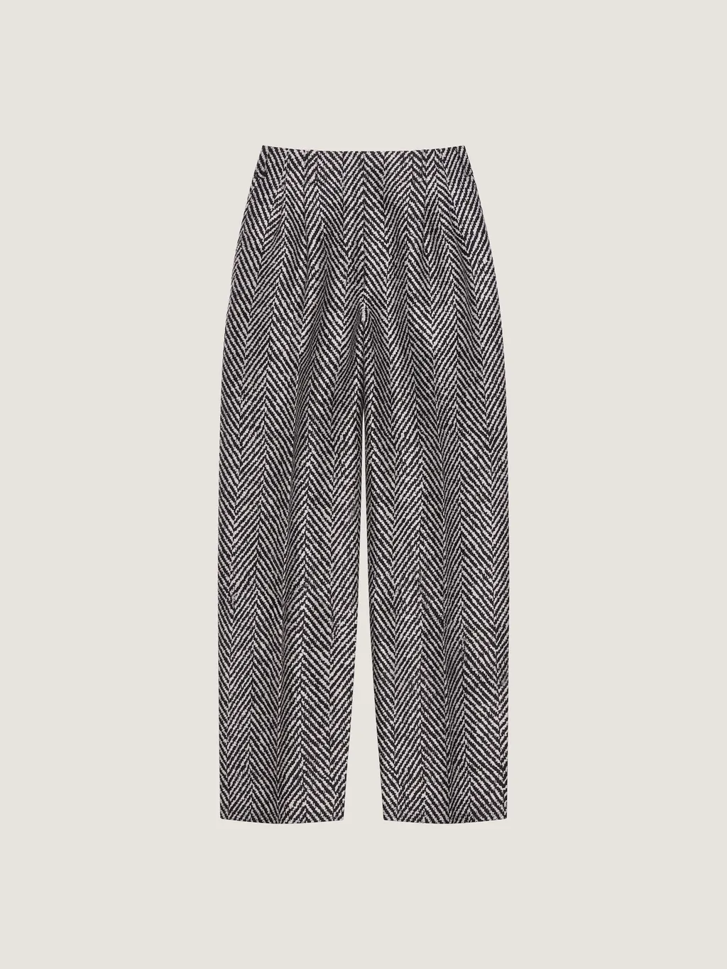Double Pleat Pants In Herringbone Mixed Wool