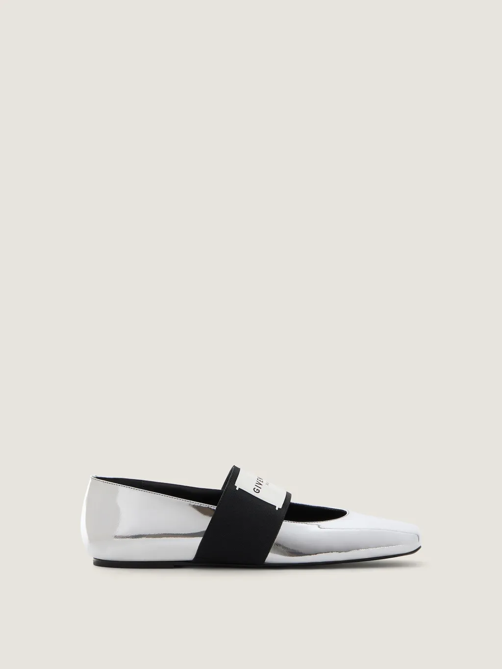 Sliced Square Ballerinas In Mirror Effect Leather