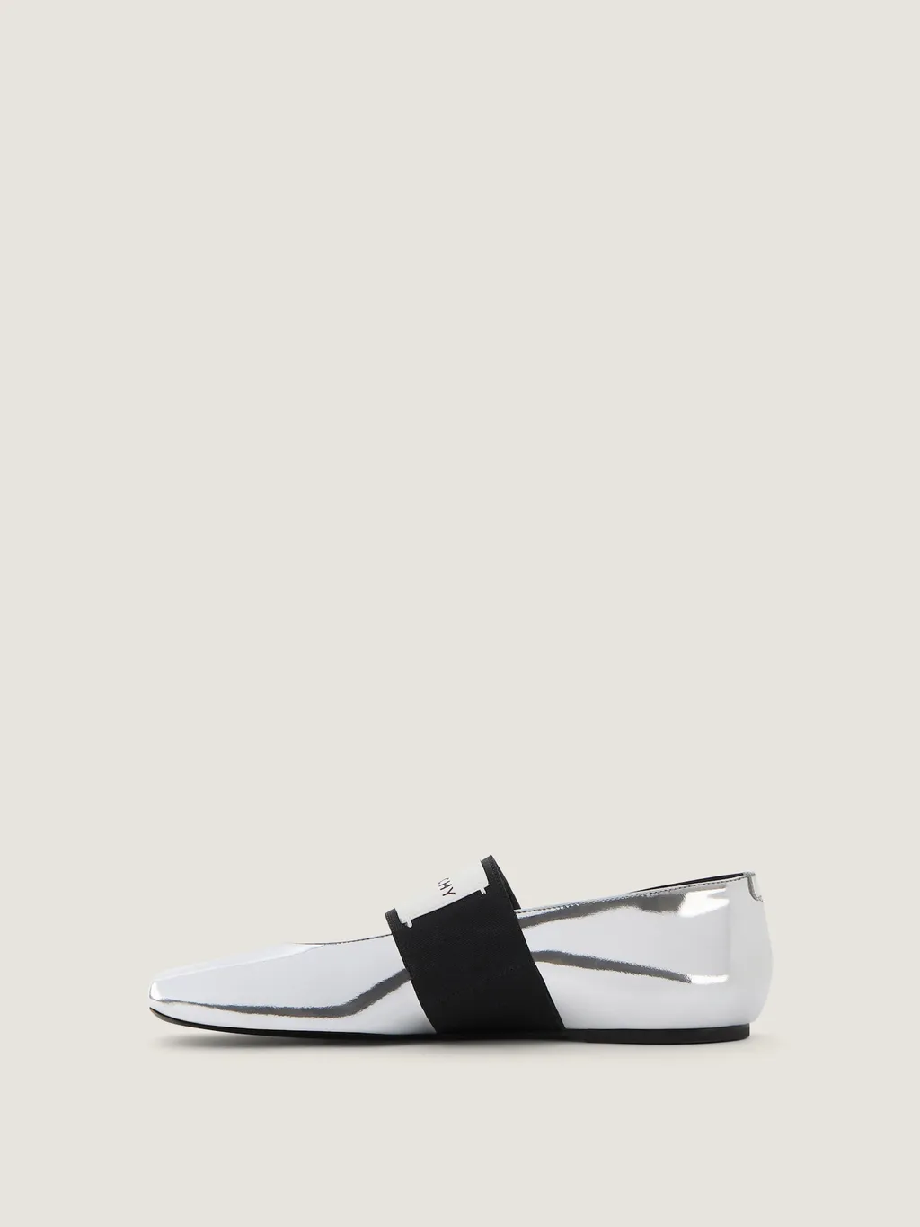 Sliced Square Ballerinas In Mirror Effect Leather