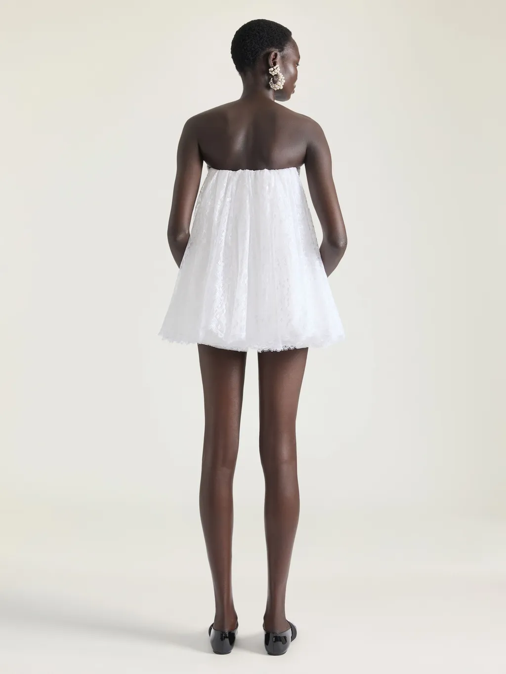 Mini Bustier Dress In Lace With Cape