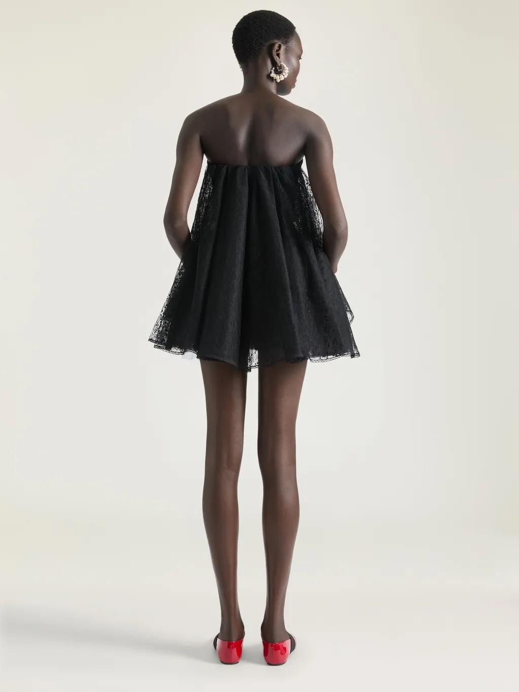 Mini Bustier Dress In Lace With Cape