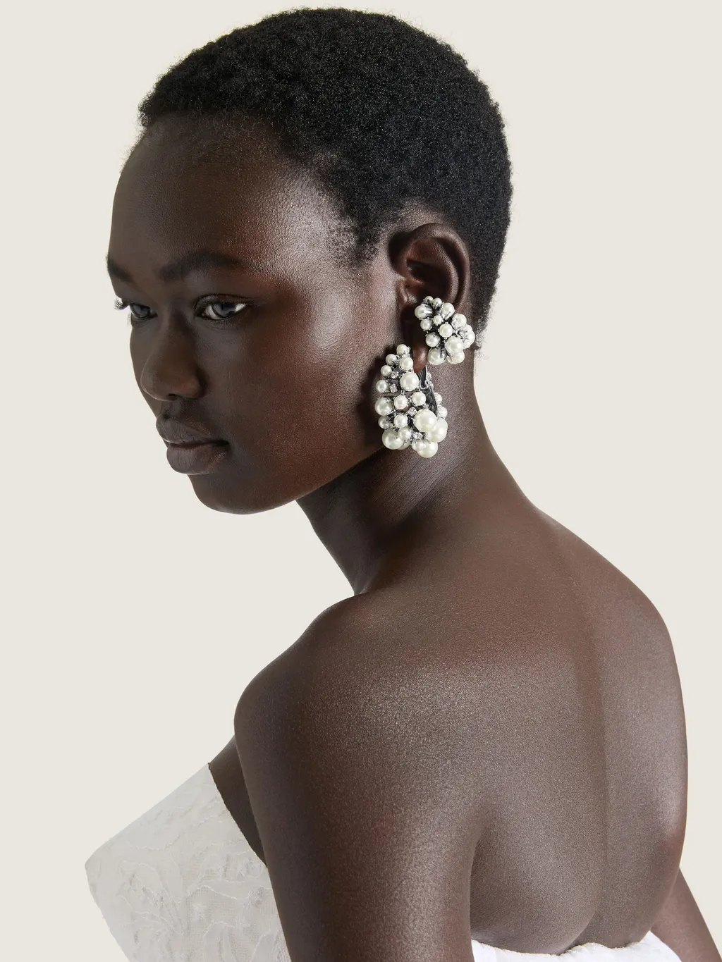 Crystal Pearl Clip Earrings In Metal, Crystals And Pearls