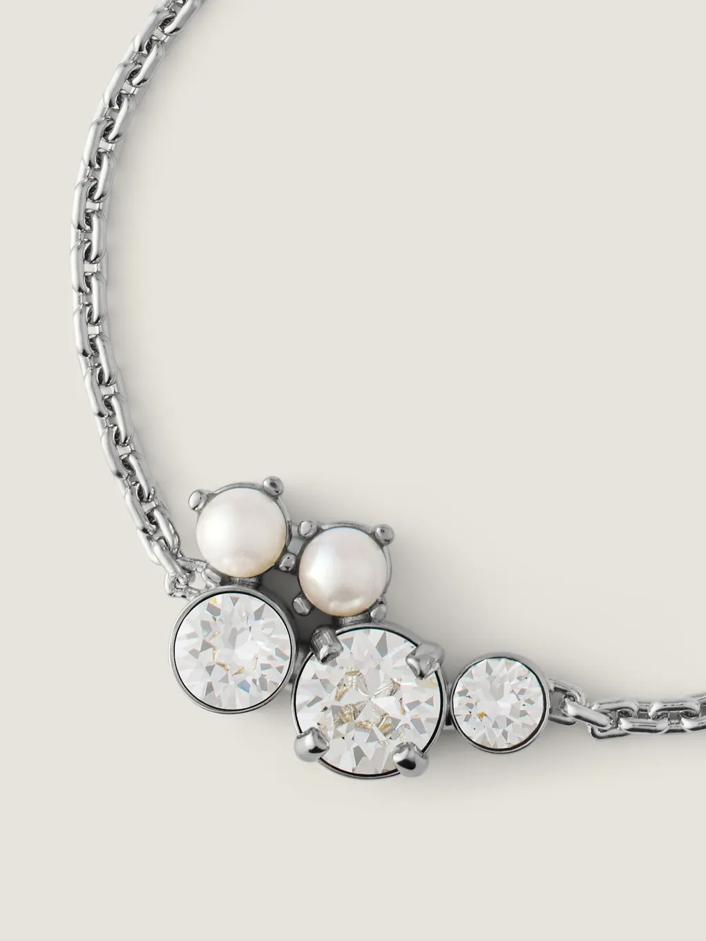 Crystal Pearl Bracelet Necklace In Metal, Crystals And Pearls