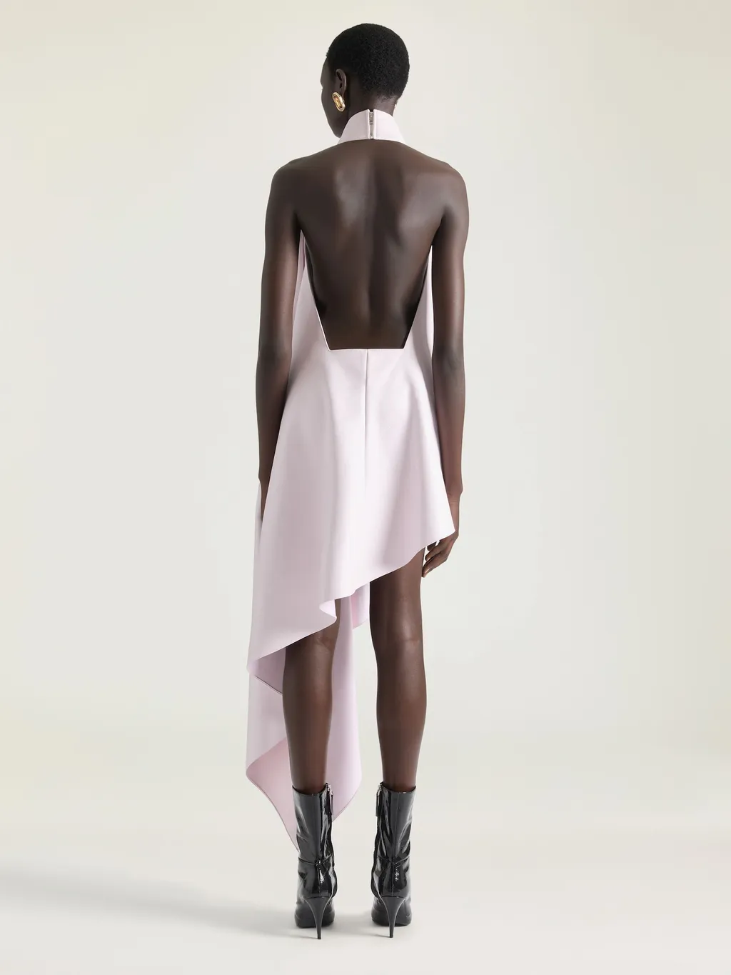 Asymmetric Halterneck Dress In Leather