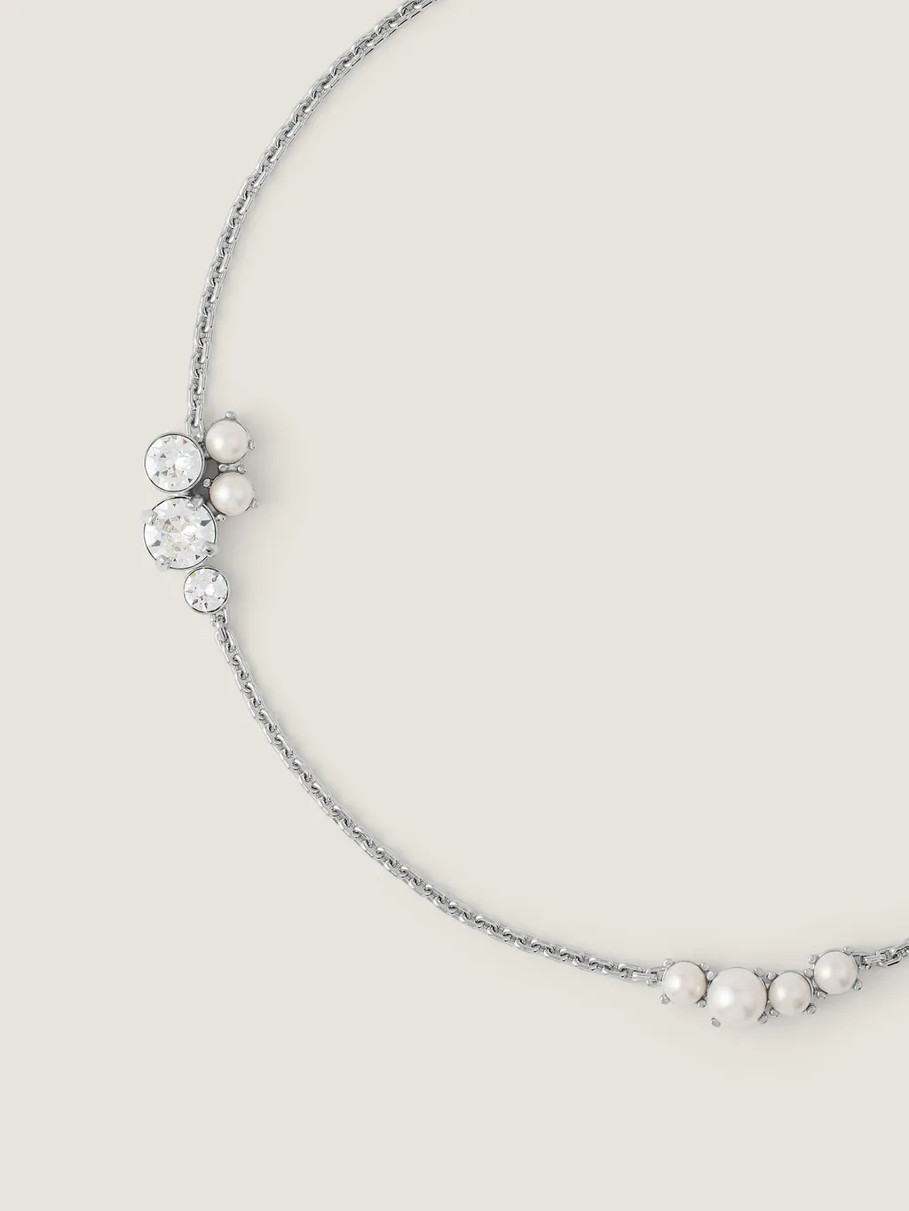 Crystal Pearl Short Necklace In Metal, Crystals And Pearls
