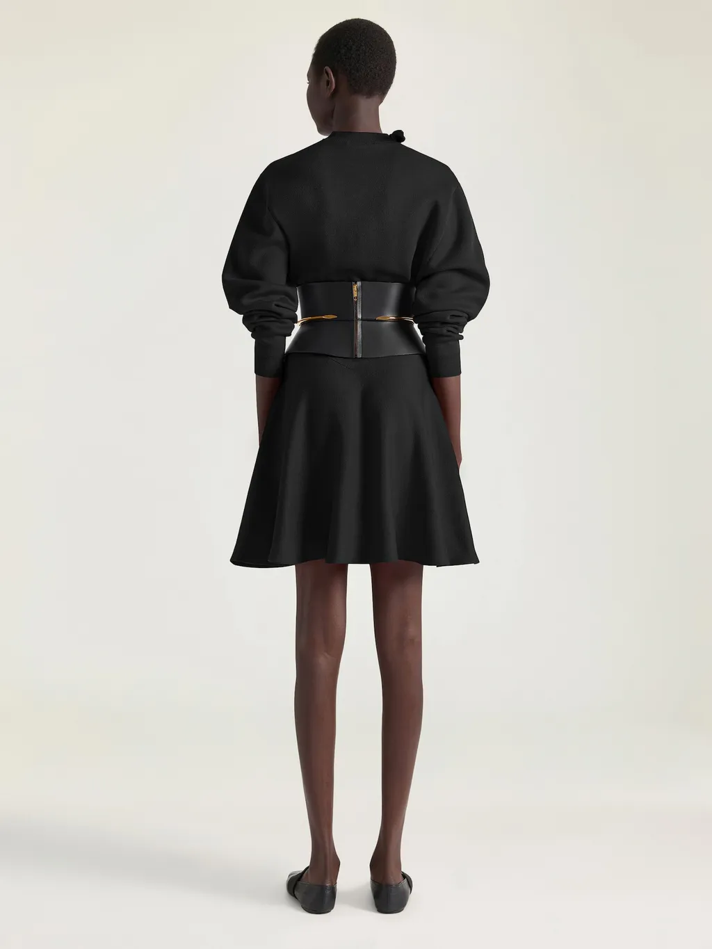 Dress In Wool And Cotton With Bow Detail