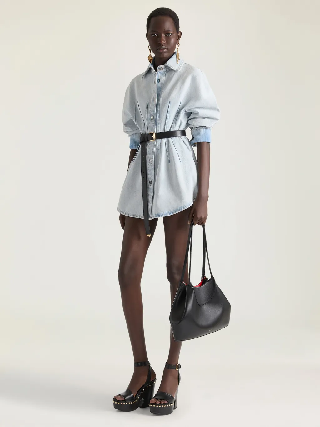 Cocoon Dress In Light Blue Denim