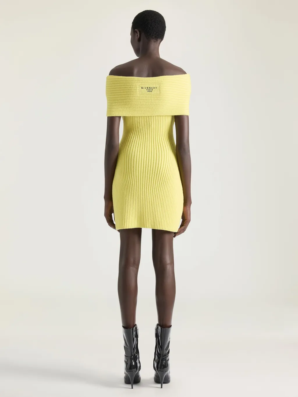 Off-The-Shoulder Mini Dress In Wool