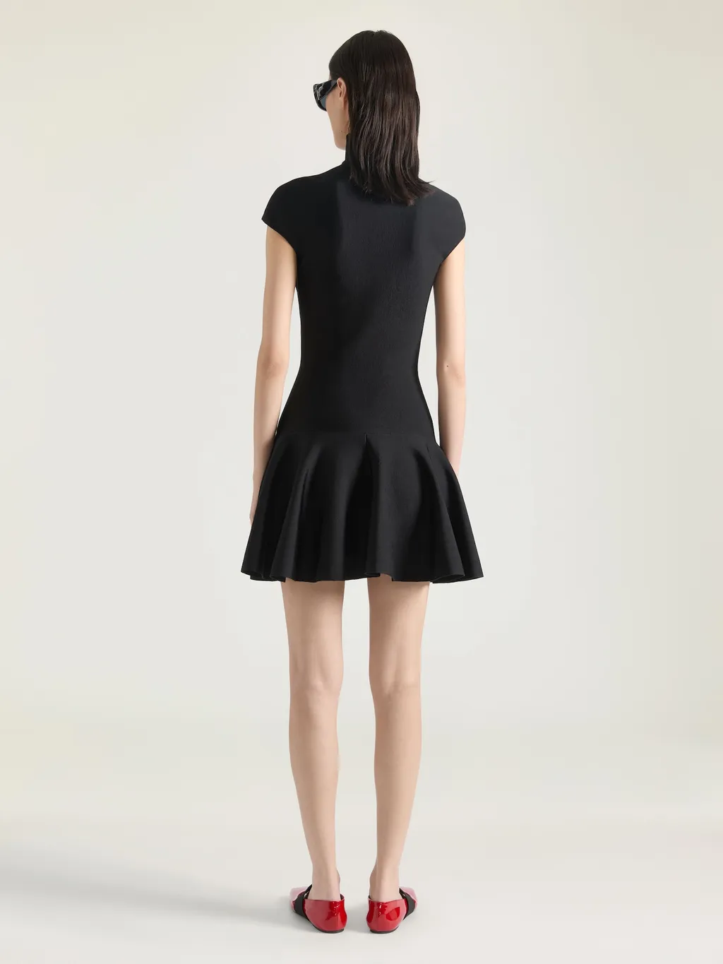 Mini Dress With Flared Skirt In Wool Viscose