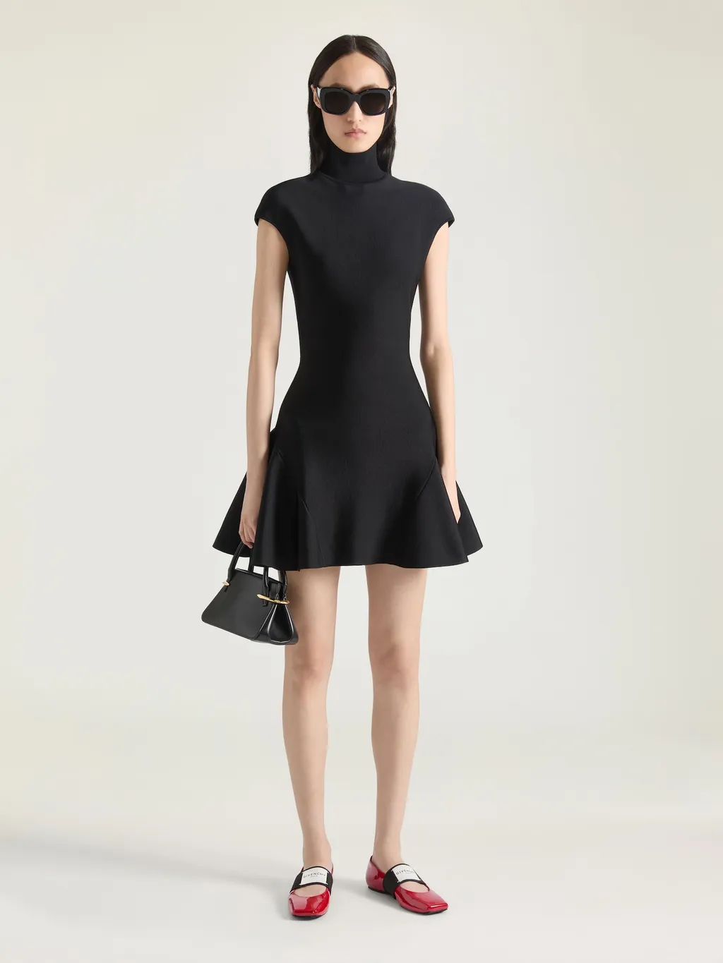 Mini Dress With Flared Skirt In Wool Viscose