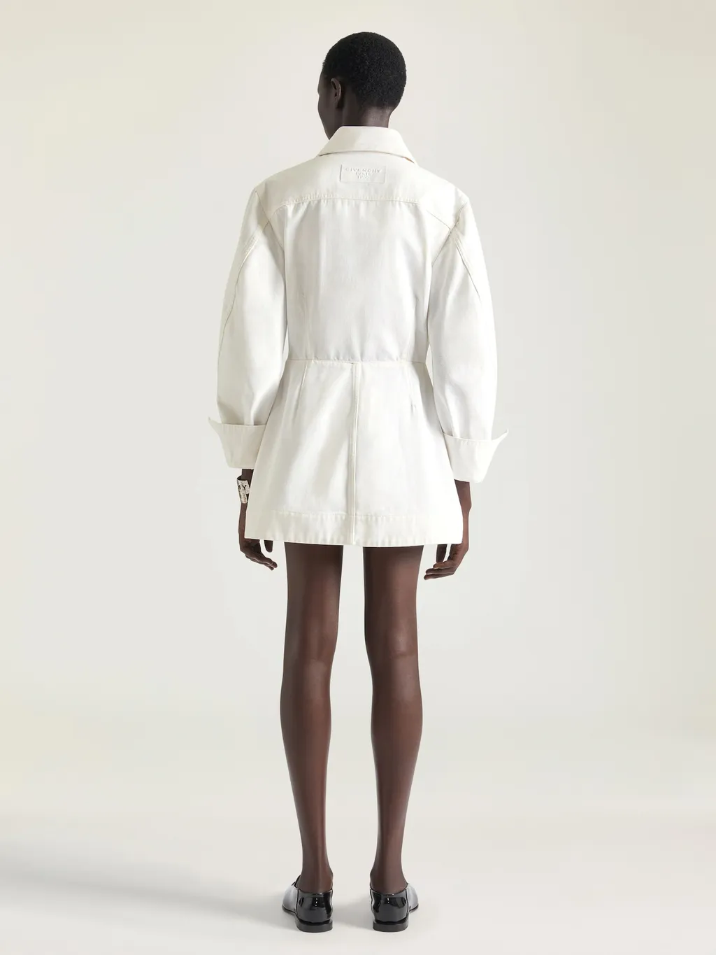 Cocoon Mini Dress In White Denim