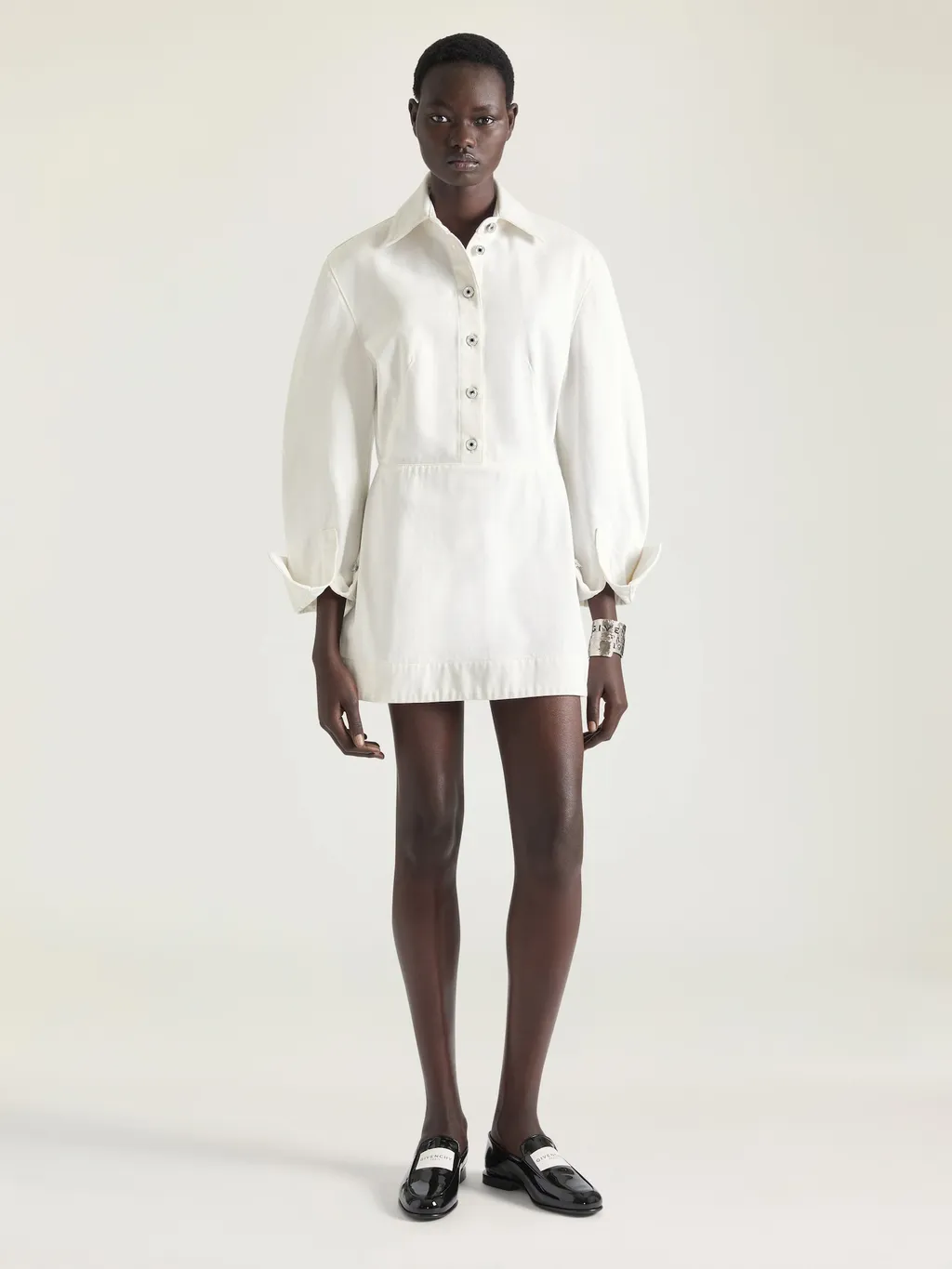 Cocoon Mini Dress In White Denim