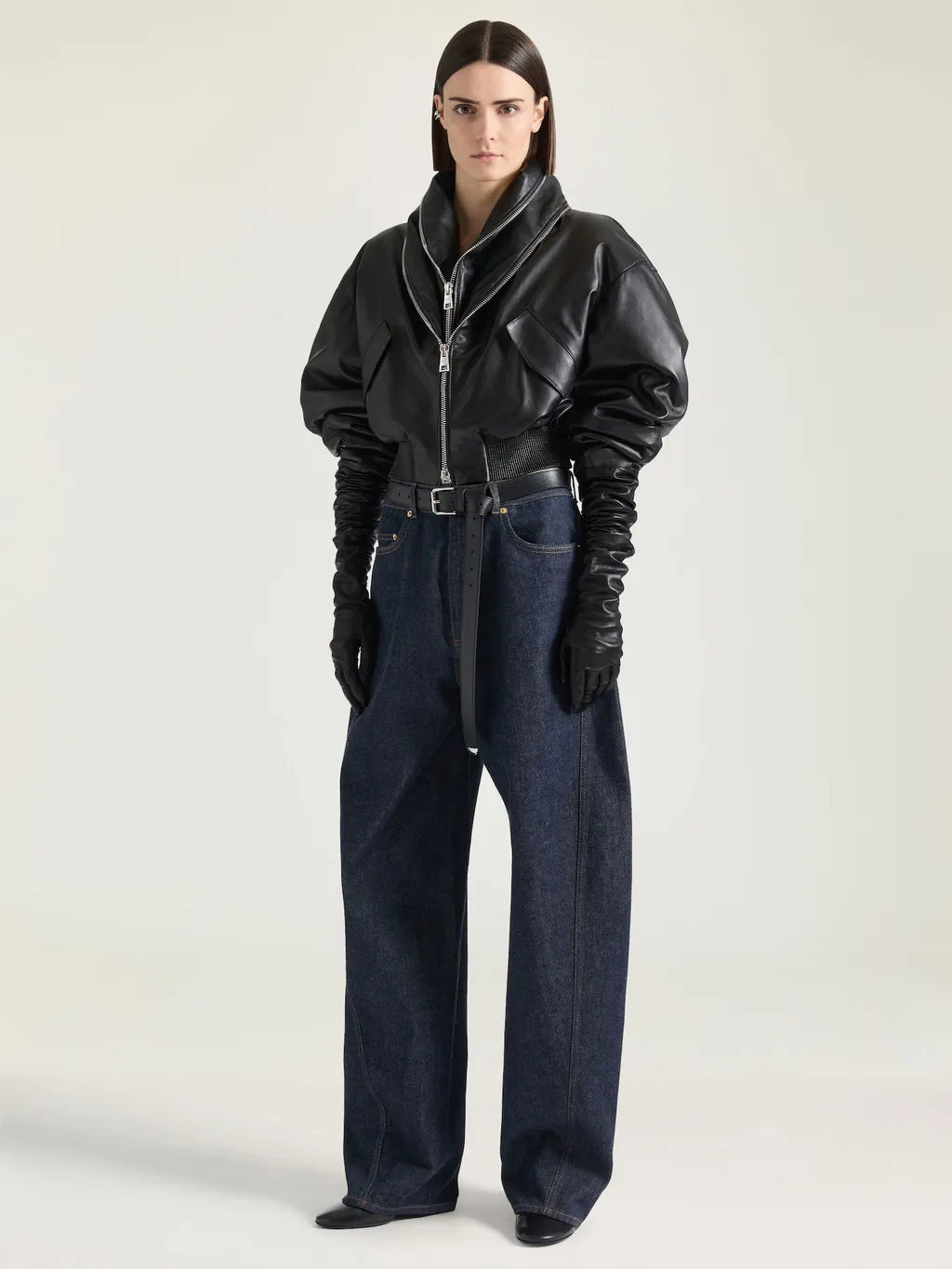 Bomber With Zipped Shawl Collar In Nappa Leather