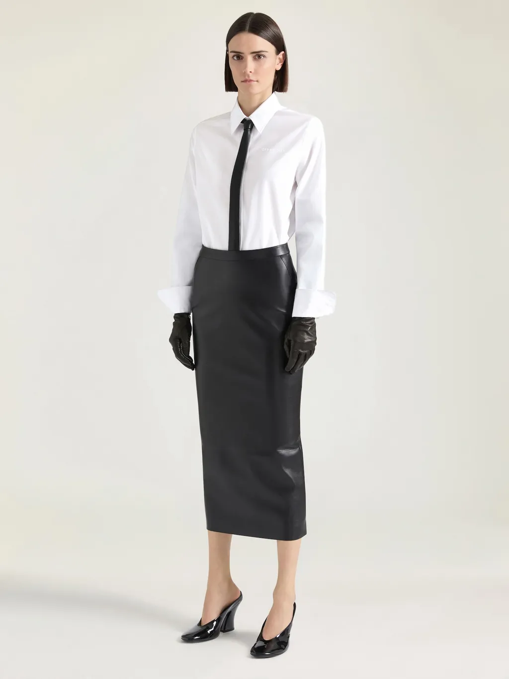 Midi Kickback Skirt In Nappa Leather