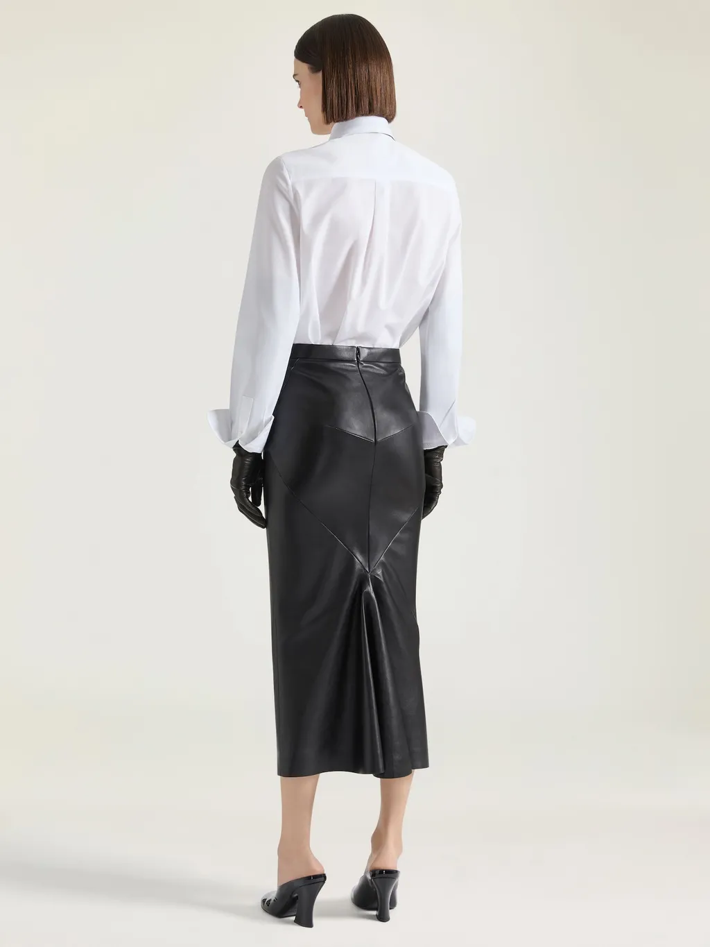 Midi Kickback Skirt In Nappa Leather