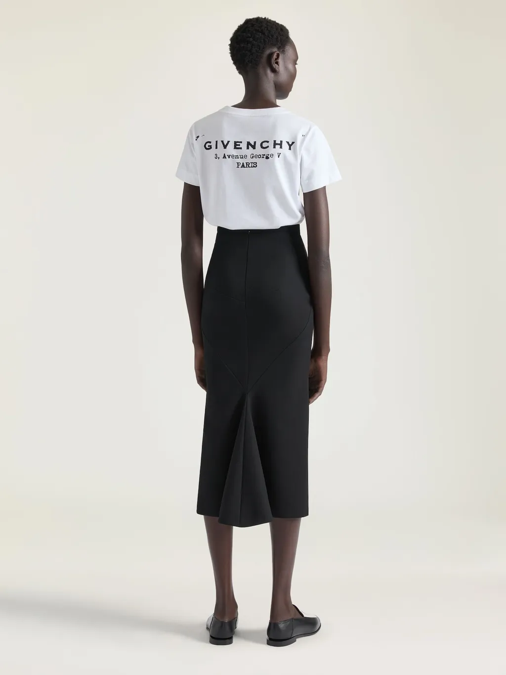 Midi Kickback Skirt In Crepe Cady