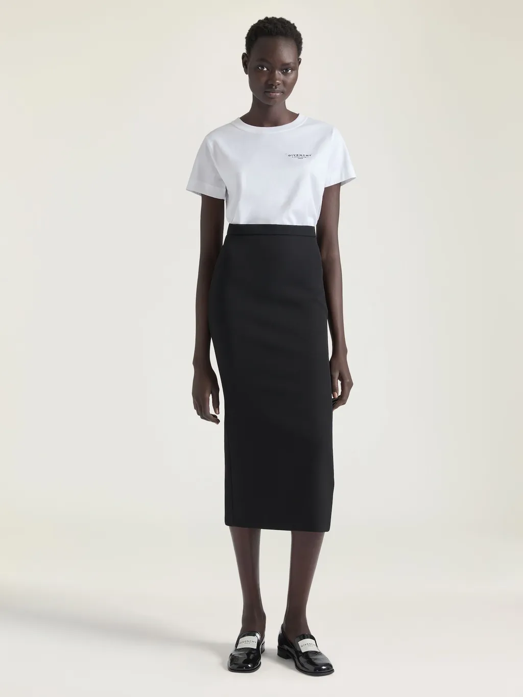 Midi Kickback Skirt In Crepe Cady