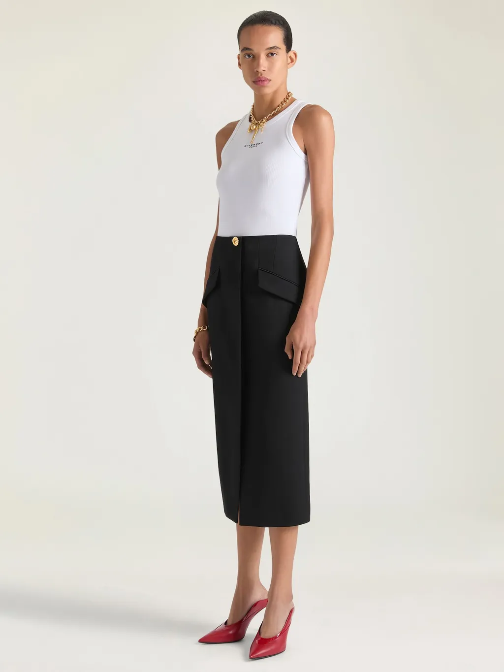 Slim Fit Tank Top In Cotton With Givenchy Paris Print