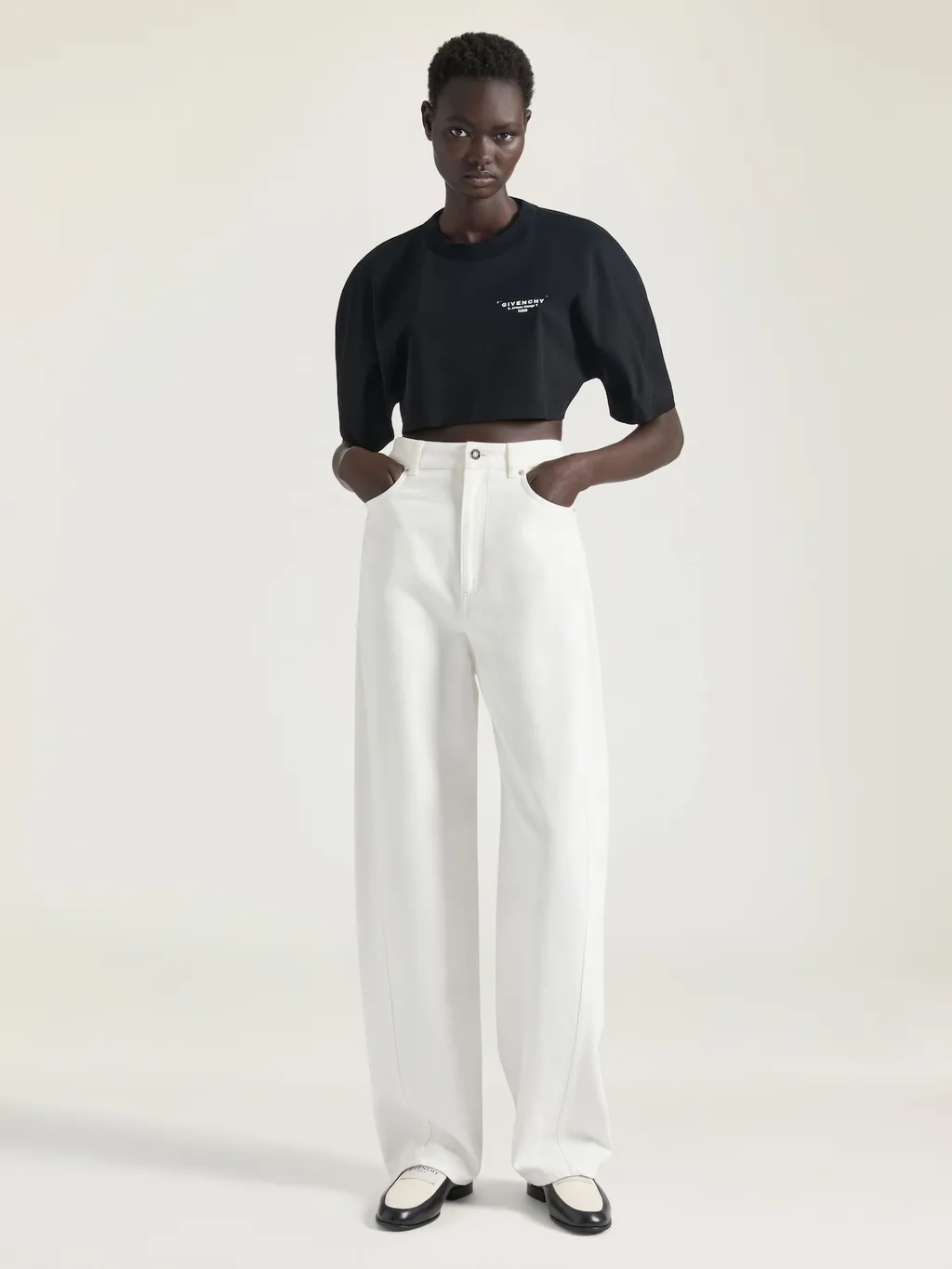 Cropped Fit T-Shirt In Cotton With Givenchy Stamp Print
