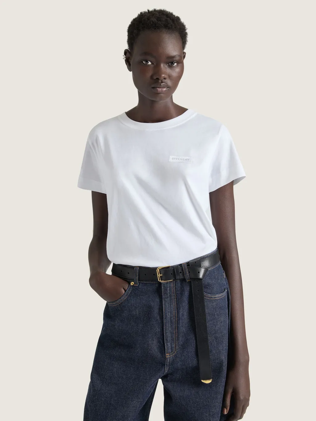T-Shirt In Cotton With Givenchy Patch