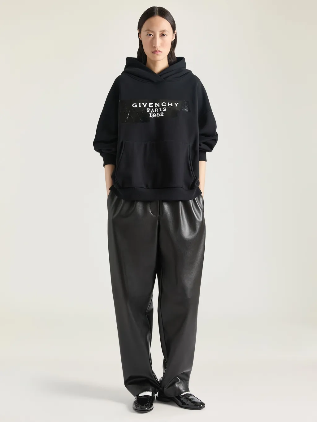 Hoodie Sweatshirt In Fleece With Givenchy Tape Print