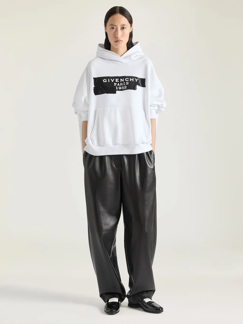 Hoodie Sweatshirt In Fleece With Givenchy Tape Print
