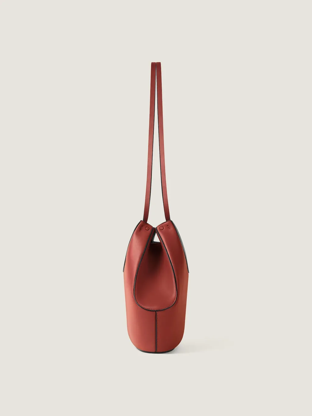 Small Facet Tote Bag In Grained Leather