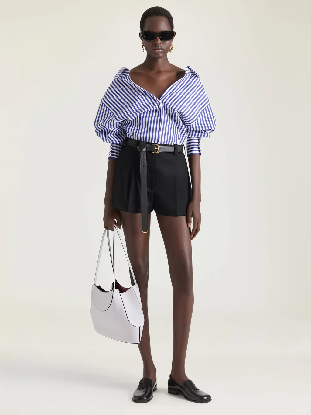 Small Facet Tote Bag In Grained Leather