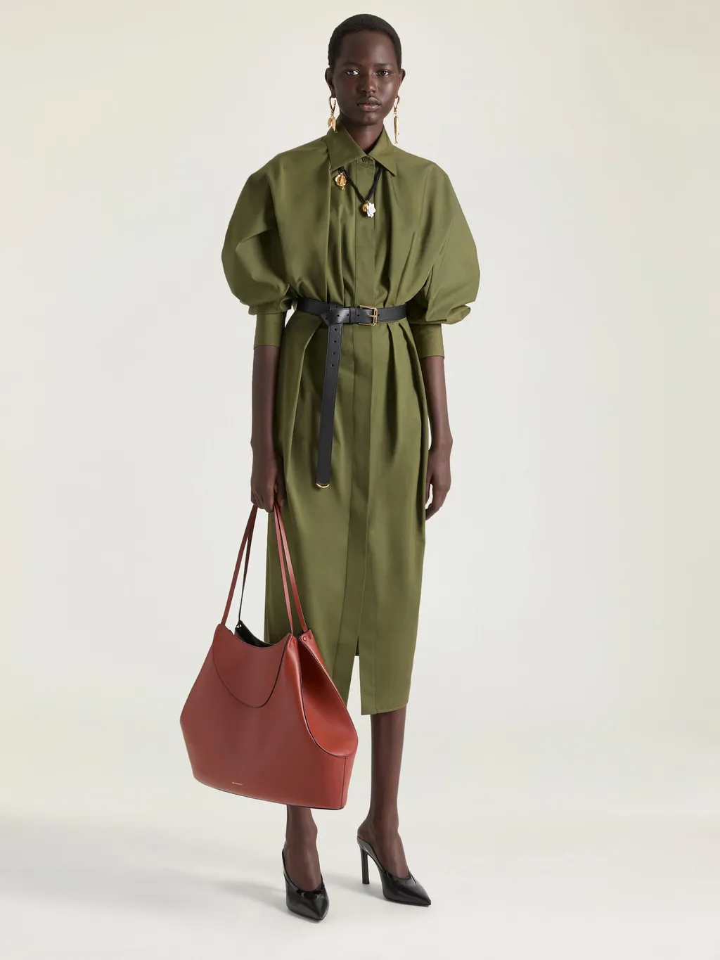 Medium Facet Tote Bag In Grained Leather