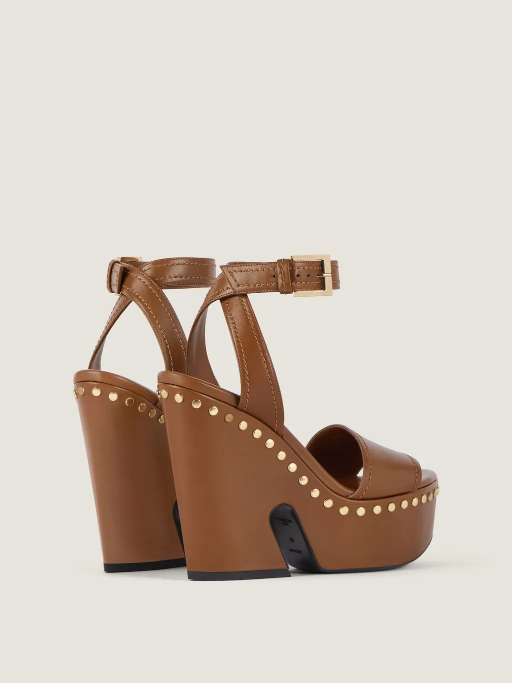 Clog Platform Sandals In Leather With Studs Detail
