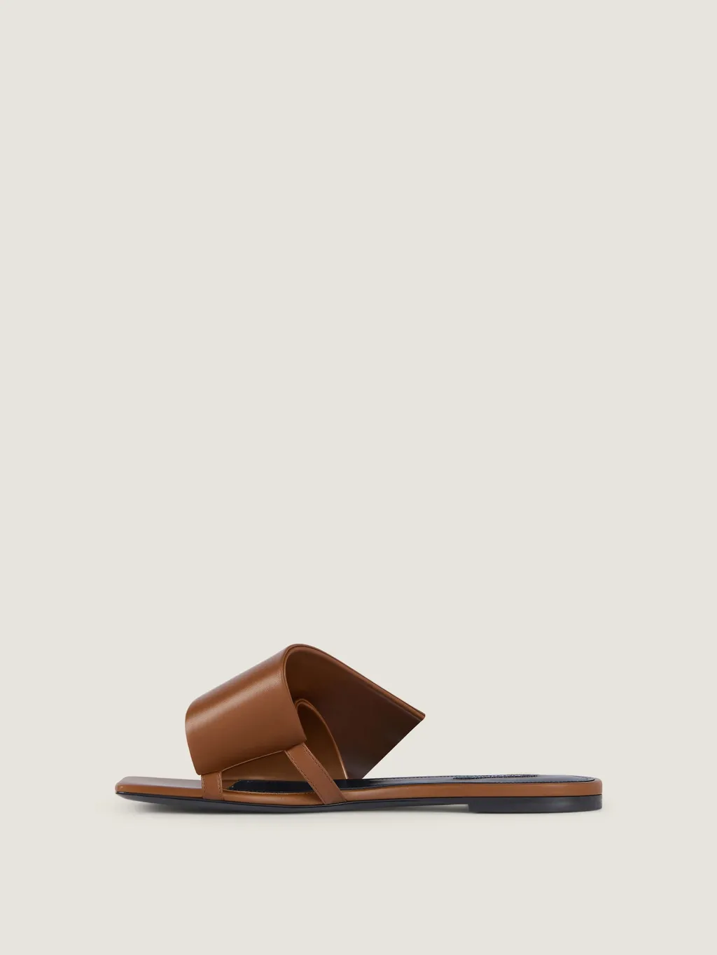 Sliced Square Flat Sandals In Leather