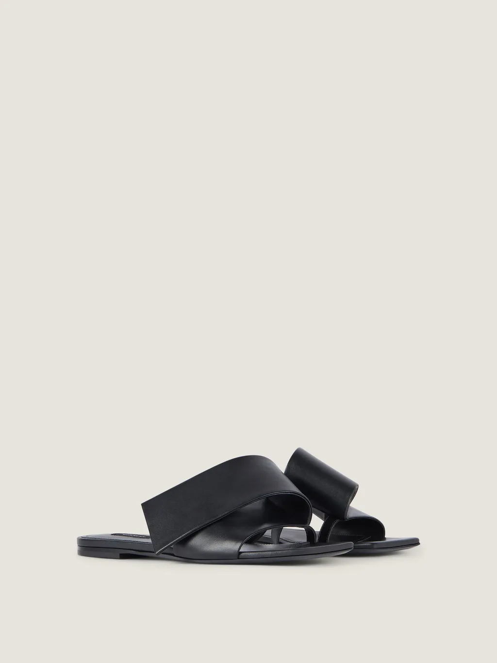Sliced Square Flat Sandals In Leather
