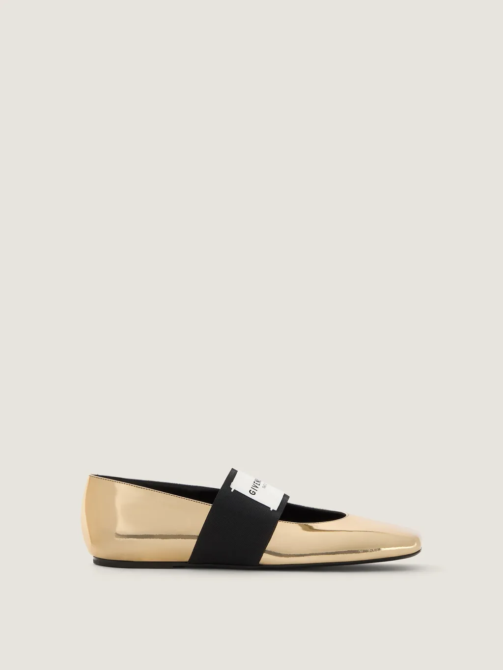 Sliced Square Ballerinas In Mirror Effect Leather