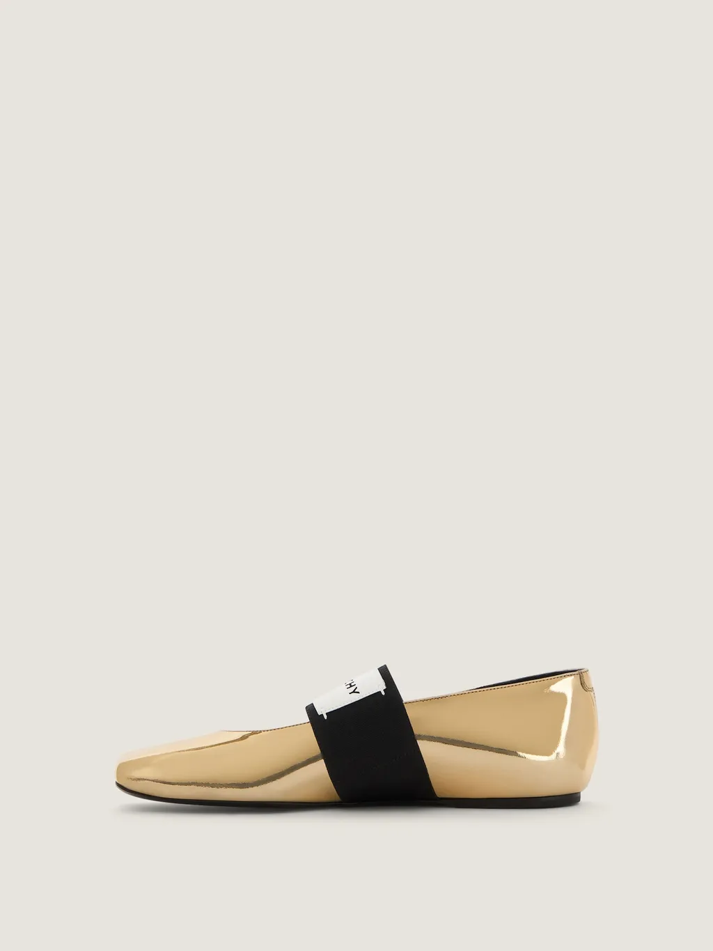Sliced Square Ballerinas In Mirror Effect Leather