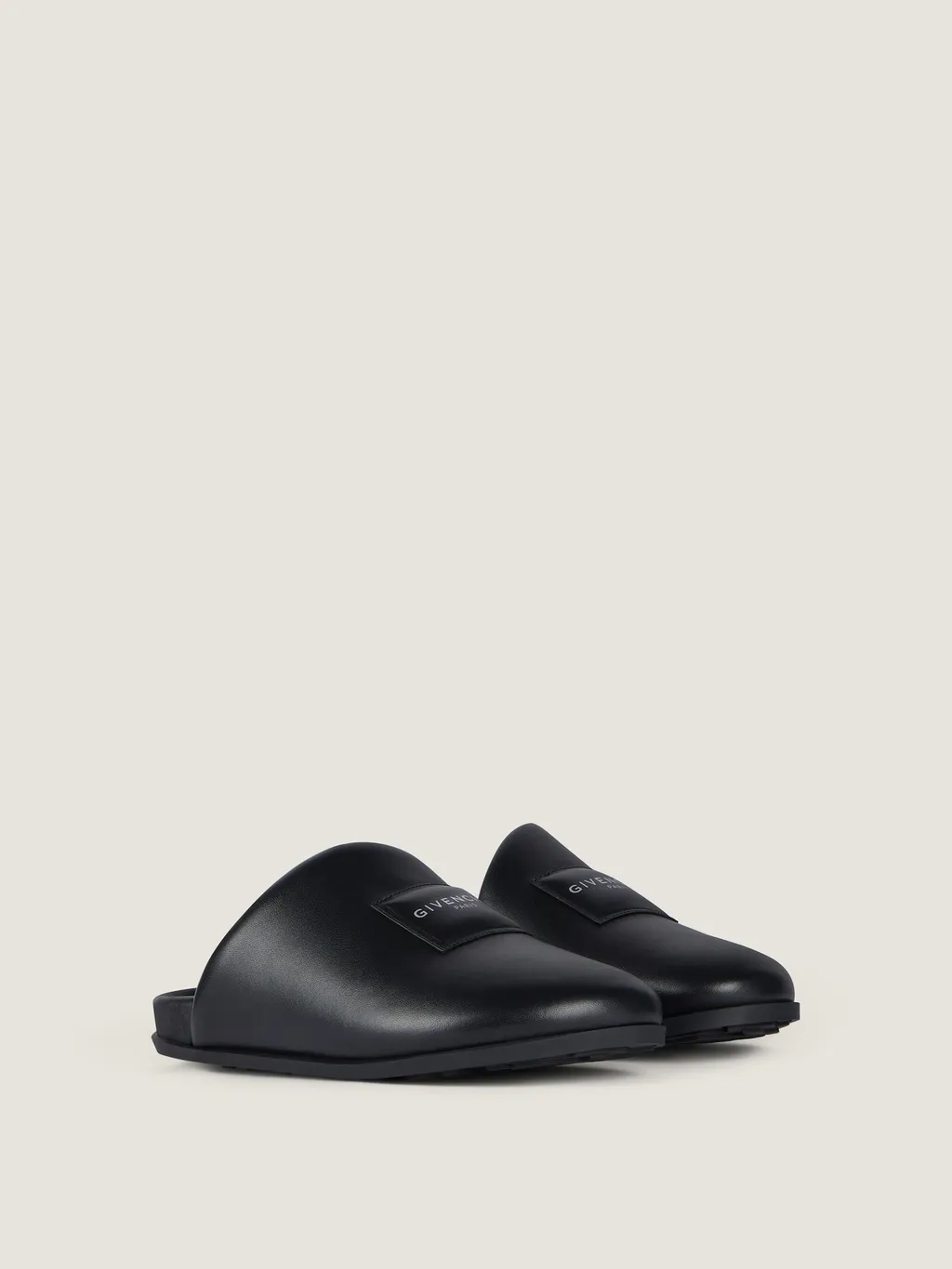 Label Flat Mules In Nappa Leather